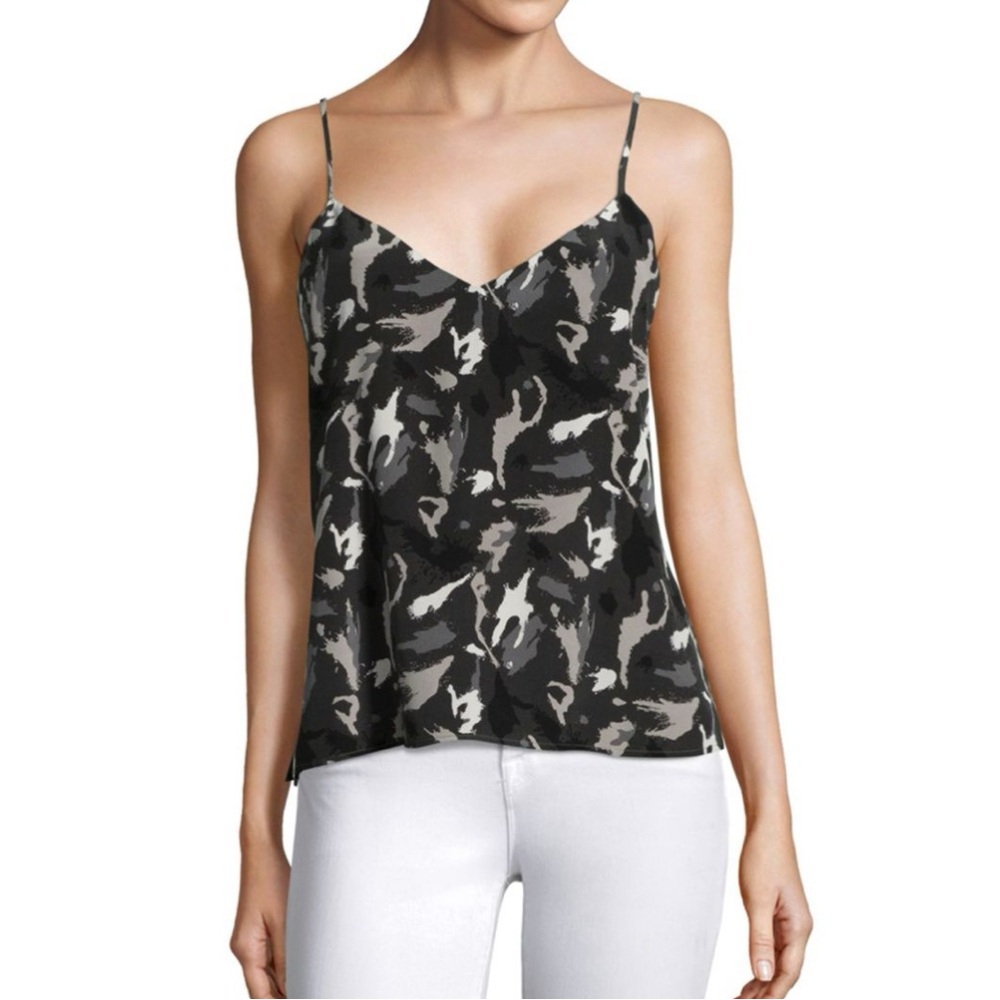 L'AGENCE Black and Gray Camisole camo silk